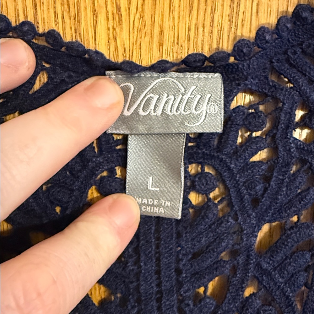 Vanity Navy Crochet Top - Picture 2 of 3